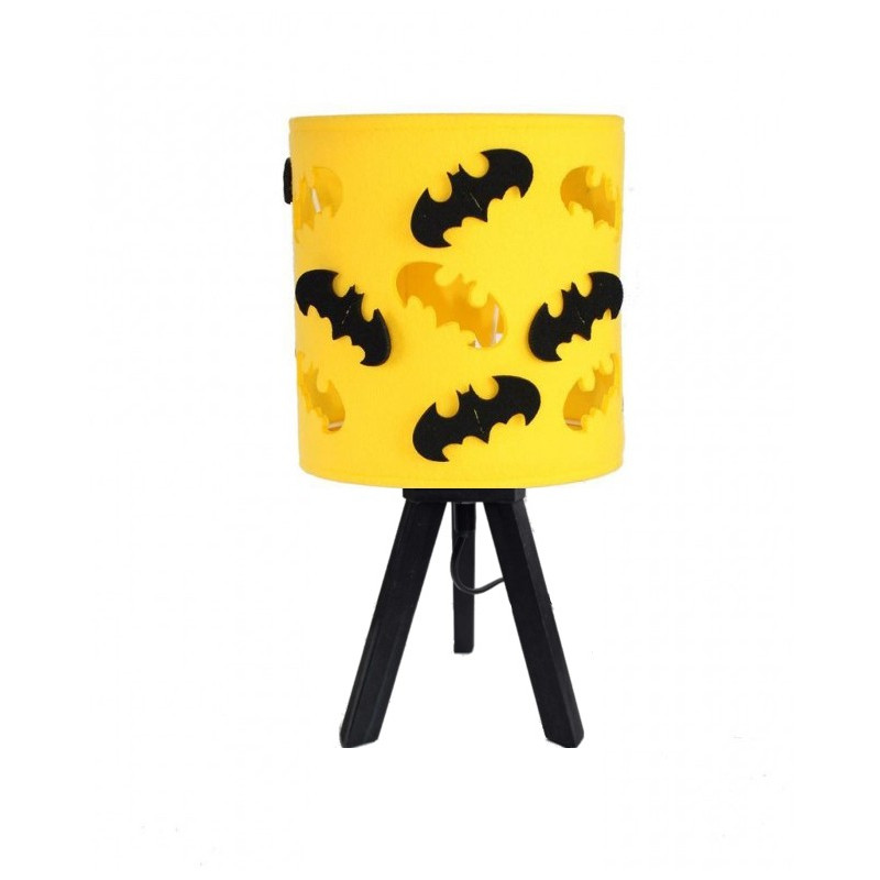 Yellow Batman night lamp with black accessories